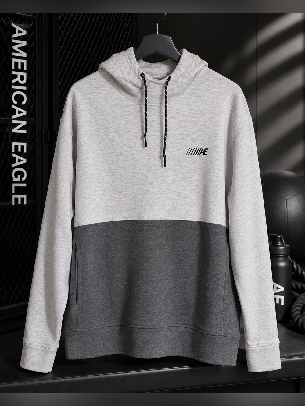 American Eagle Outfitters | Two-ToneHoodie - Light Gray & Dark Gray